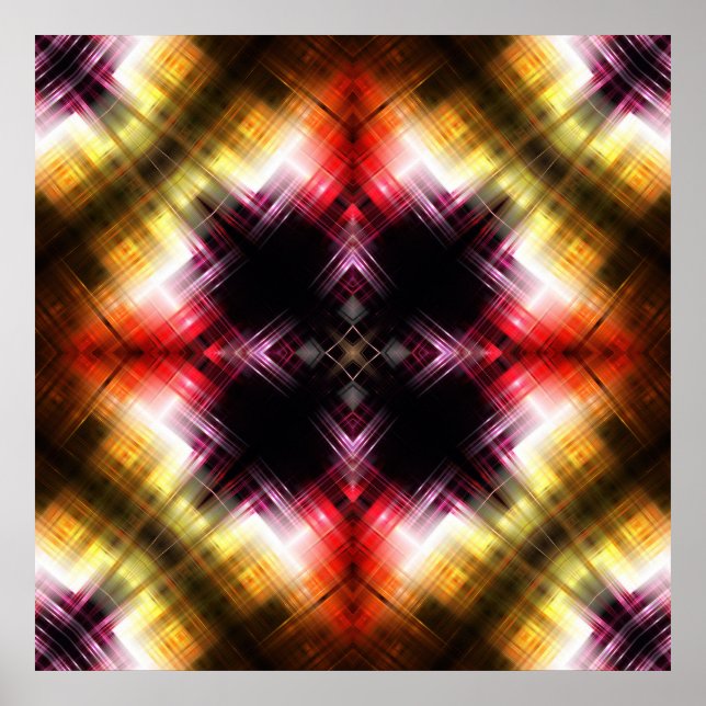 Fiery Prism Abstrakt mit Radiant Red & Gold Glow Poster (Vorne)