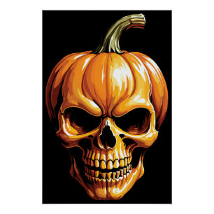 Fiery Pumpkin Skull für Halloween Poster