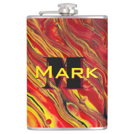 Fiery Red Acrylic Flow Art Flachmann