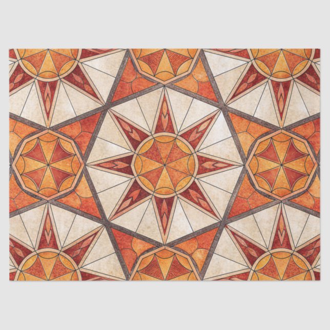 Fiery Red and Orange Starburst - Geometric Mosaic Seidenpapier (Vorderseite)
