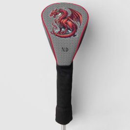 Fiery Red Dragon auf Metall Diamond Plättchen Cust Golf Headcover
