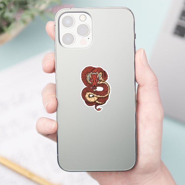 Fiery Red Dragon Aufkleber (Telefon)