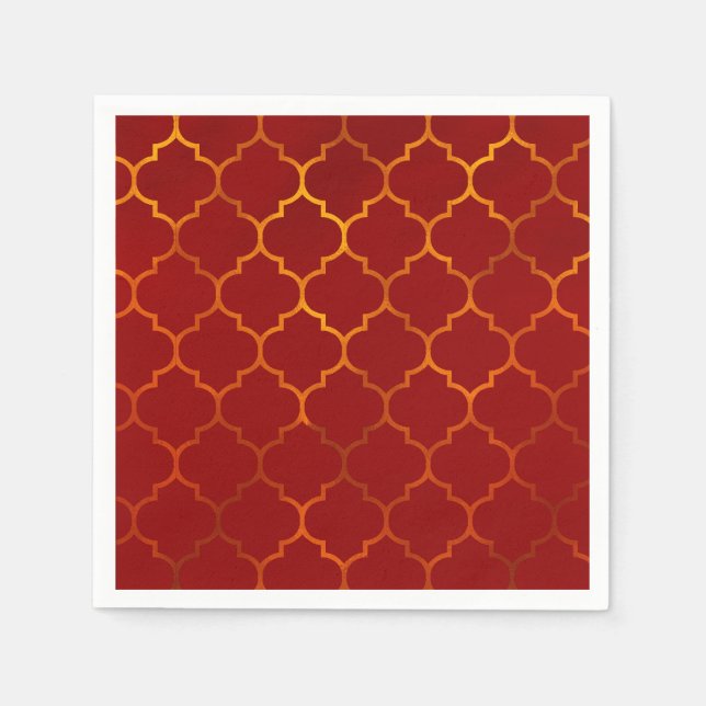 Fiery Red Gold Royal Indian Arabian Thema marokkan Serviette (Vorderseite)