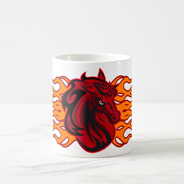 Fiery Red Horse Head mit Flammen Kaffeetasse (Von Creator hochgeladen)
