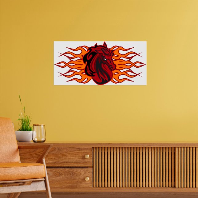 Fiery Red Horse Head mit Flammen Poster (Von Creator hochgeladen)