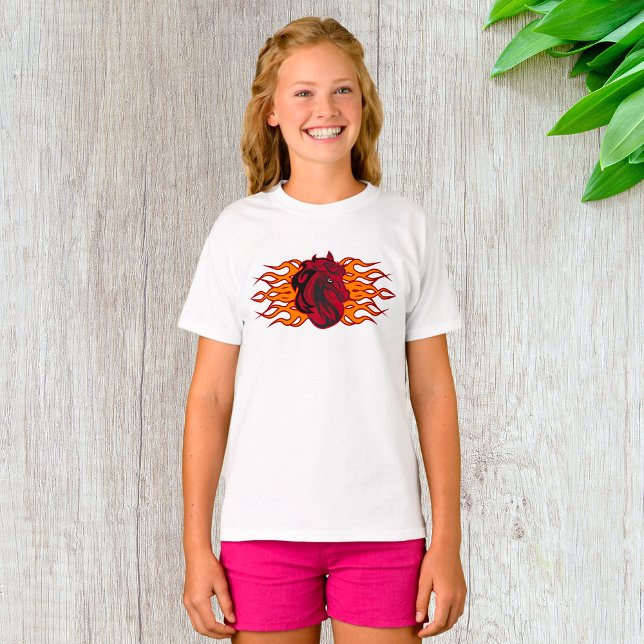 Fiery Red Horse Head mit Flammen T-Shirt (Von Creator hochgeladen)