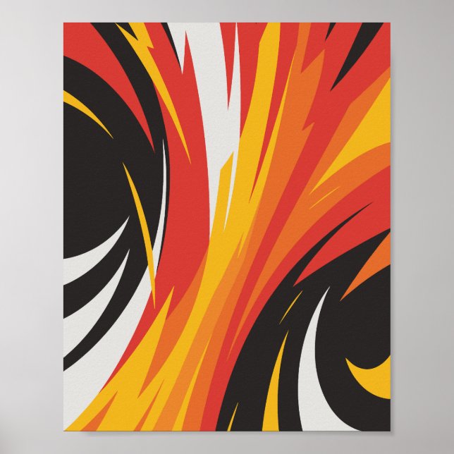 Fiery Red, Orange und Yellow Abstract Design Poster (Vorne)