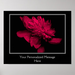 Fiery Red Peony Blume Personalisiert Poster