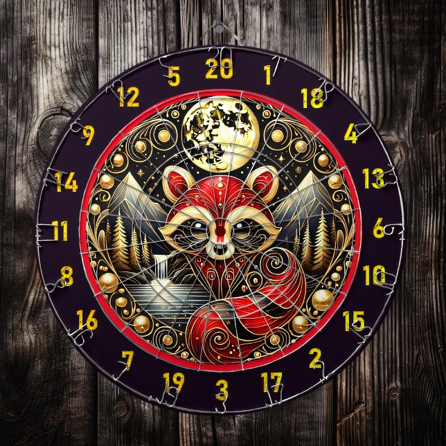 Fiery Red Raccoon unter Starry Sky Dartscheibe (Von Creator hochgeladen)