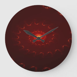 Fiery Red Sparkle Swirl Gradient Anzahl Große Wanduhr