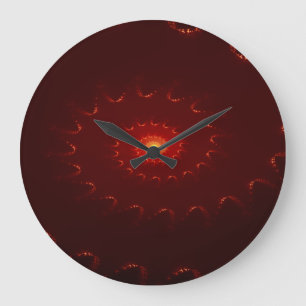 Fiery Red Sparkle Swirl Gradient Anzahl Große Wanduhr