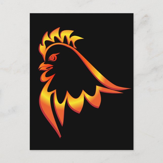 Fiery Rooster Postkarte (Vorderseite)