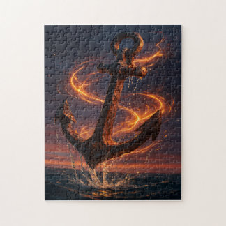 Fiery Rustic Anchor – Nautical Fantasy Wall Art Puzzle