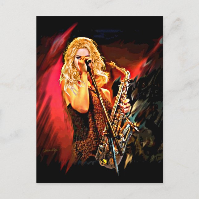 Fiery Saxophone Player Postkarte (Vorderseite)