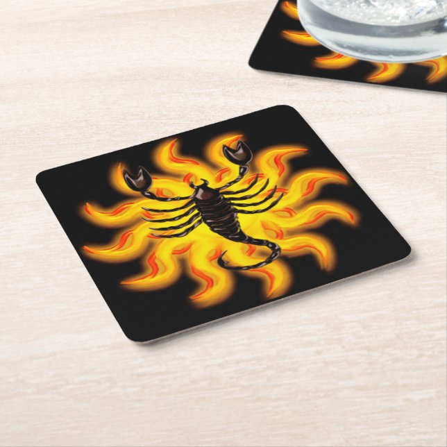 Fiery Scorpio Rechteckiger Pappuntersetzer (angewinkelt)