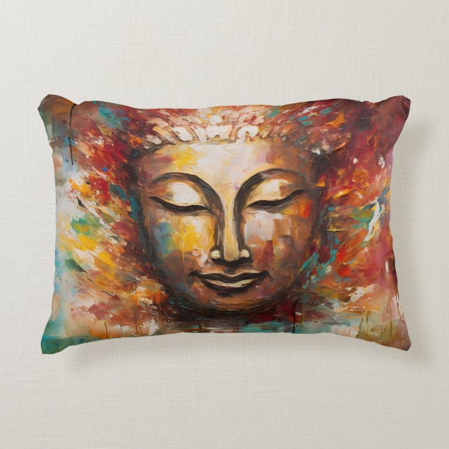 Fiery Serenity - Buddha Expressionist Art Dekokissen (Vorderseite)