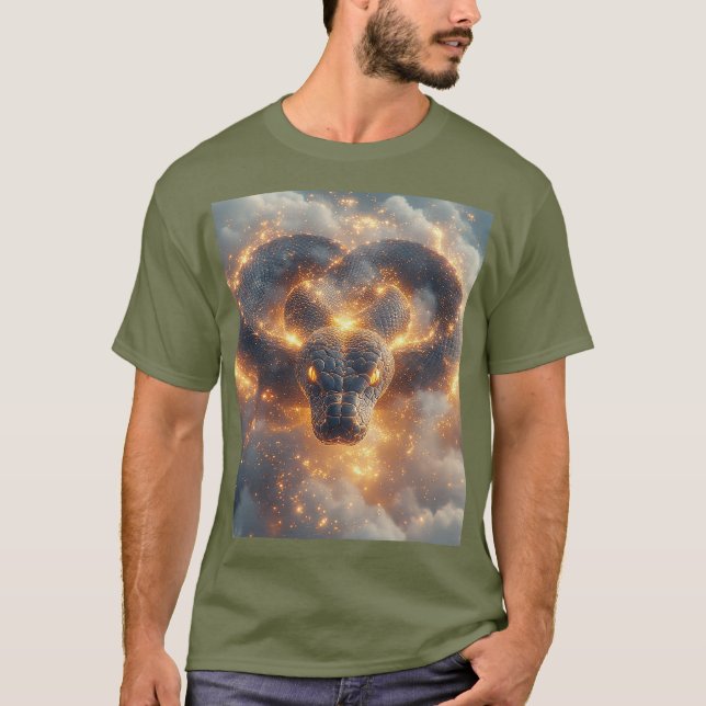 Fiery Serpent mit dynamischer Energie T-Shirt (Vorderseite)