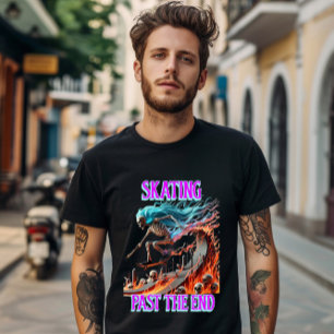 Fiery Skaten Skeleton Eine todverachtende Reise T-Shirt