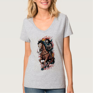 Fiery Skeleton Reiten auf einem Galopp T-Shirt