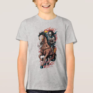 Fiery Skeleton Reiten auf einem Galopp Tri-Blend Shirt