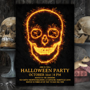 Fiery Skull Halloween-Party Einladung