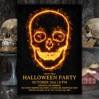 Fiery Skull Halloween-Party Einladung