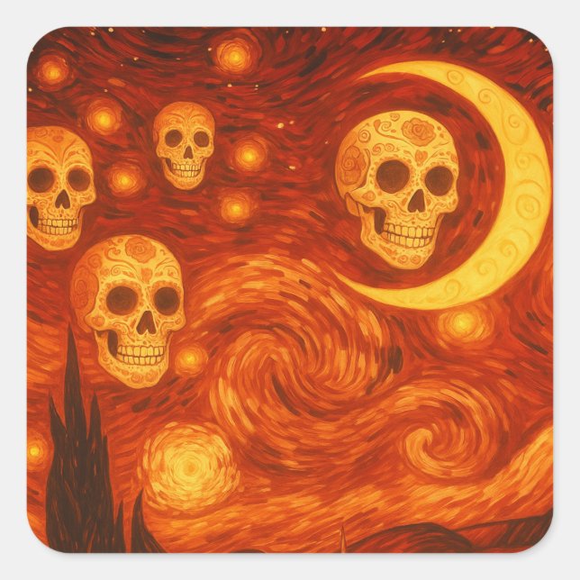 Fiery Skulls: Starry Sky Sticker (Vorderseite)
