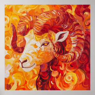 Fiery Solar Capricorn Spirit Poster