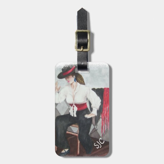 FIERY SPANISH DANCER PERSONALISIERT LUGGAGE TAG GEPÄCKANHÄNGER (Vorderseite vertikal)