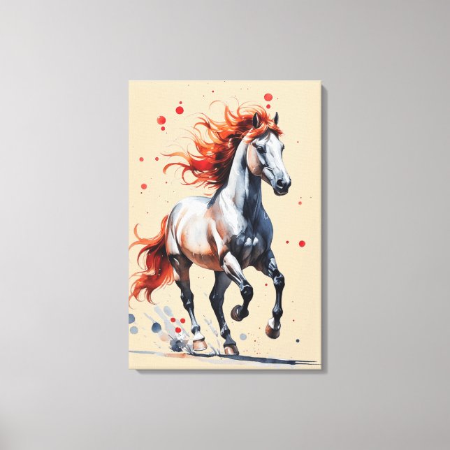Fiery Spirit - Majestic Horse Watercolor Art  Leinwanddruck (Vorderseite)