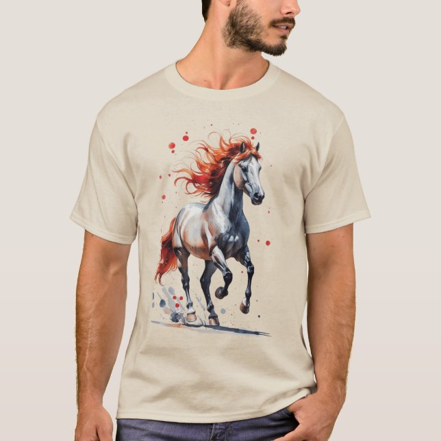Fiery Spirit - Majestic Horse Watercolor T-Shirt (Vorderseite)