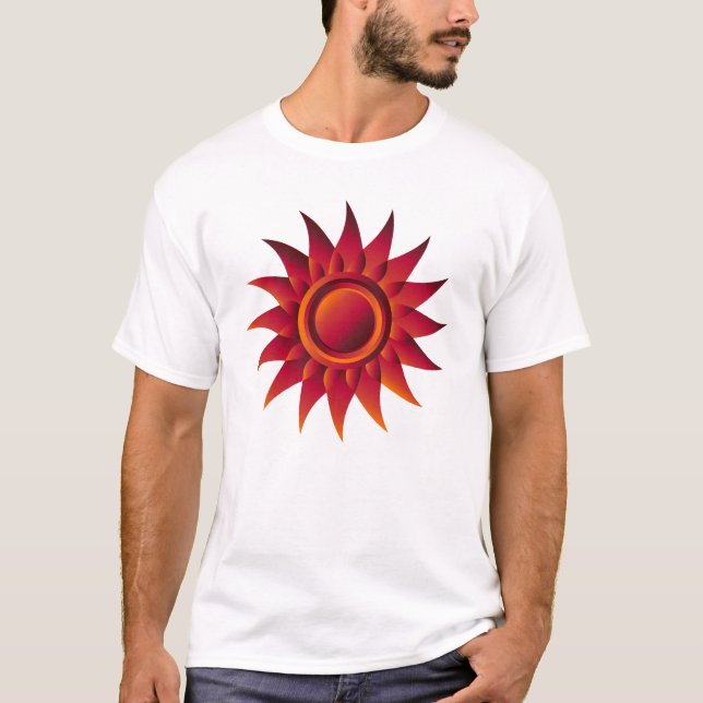 Fiery Sunburst Emblem – Red, Orange & Yellow Radia T-Shirt (Vorderseite)
