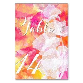 FIERY SUNSET WATERCOLOR HOLLYHOCK TABELKARTEN TISCHNUMMER