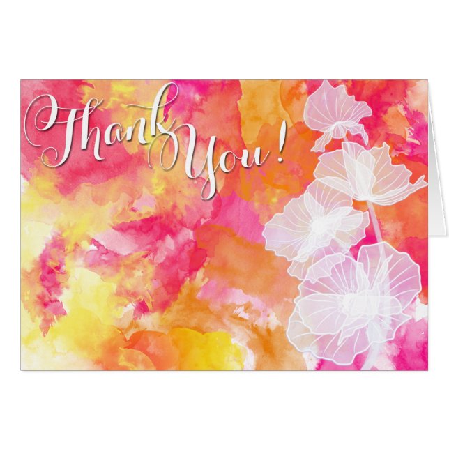 FIERY SUNSET WATERCOLOR HOLLYHOCK WEDD (Vorderseite (Horizontal))