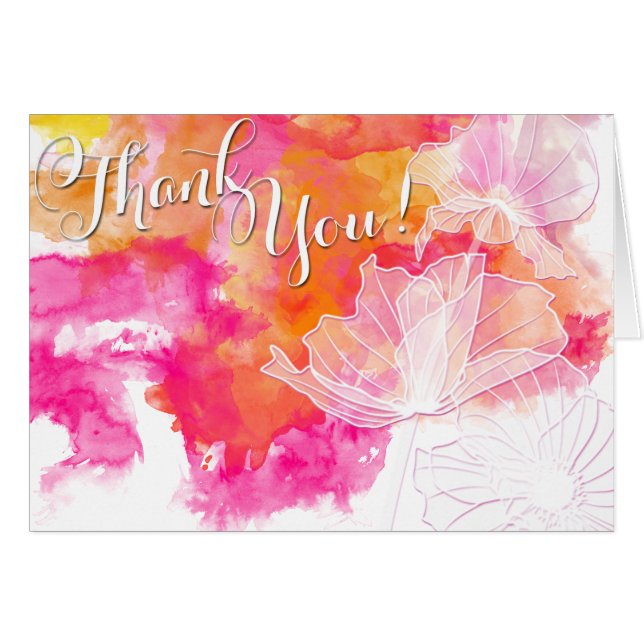 FIERY SUNSET WATERCOLOR HOLLYHOCK WEDD 2 (Vorderseite (Horizontal))