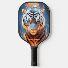 Fiery Tiger Orange & Blue Glows Cool Style Pickleball Schläger