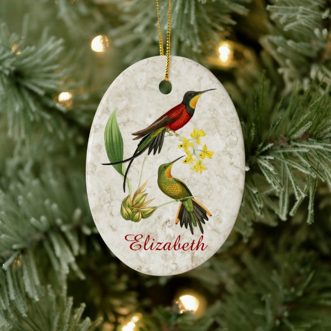Fiery Topaz Hummingbirds Keramik Ornament (Baum)