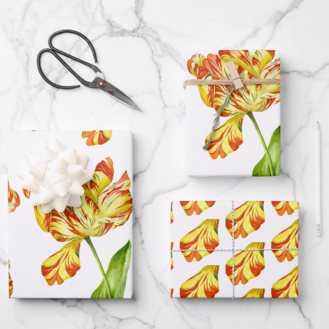 Fiery Tulips auf einem Wrapping Paper-Set Geschenkpapier Set (Vorderseite)