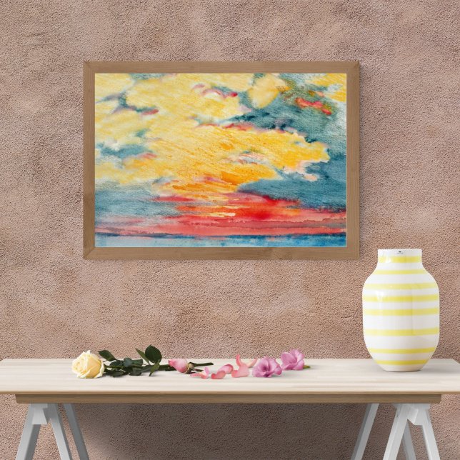 Fiery Watercolor Sunset Fotodruck (Von Creator hochgeladen)