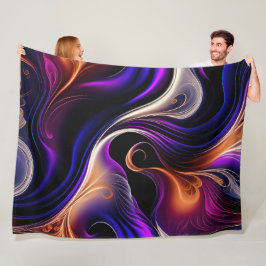 Fiery Waves - Lila, orange, goldAbstrakt Fleecedecke