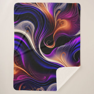 Fiery Waves - Lila, orange, goldAbstrakt Sherpadecke