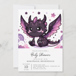 Fiery Whimsical Dragon Baby Shower Einladung
