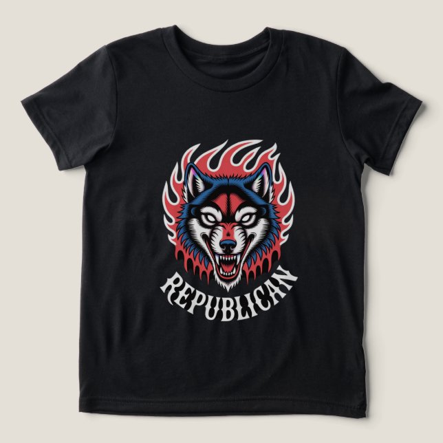 Fiery Wolf Head Aggressive Feuer Wolf Fett Tier Tri-Blend Shirt (Design Vorderseite)