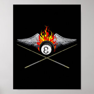 Fiery World of 8-Ball Billiards Poster