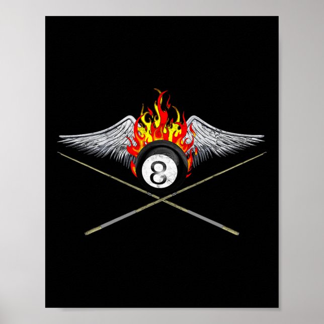 Fiery World of 8-Ball Billiards Poster (Vorne)