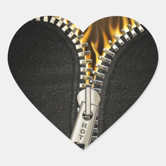 Fiery Zipper Herz-Aufkleber (Vorderseite)