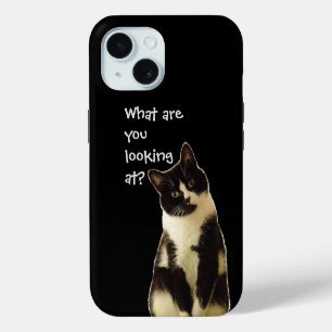 Fiese Katze "Was schaust du.." iPhone 15 Hülle