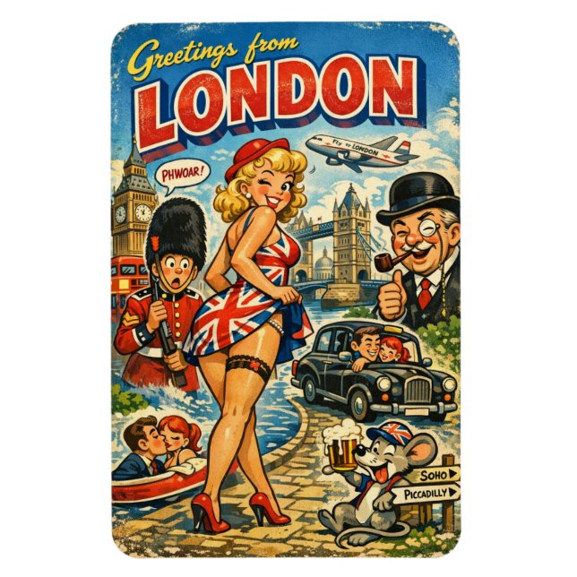 Fiese London-Postkarten-Magnet Magnet (Vertikal)