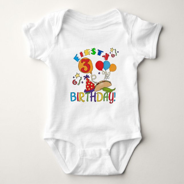Fiesta 3. Geburtstag T - Shirt und Geschenke (Vorderseite)