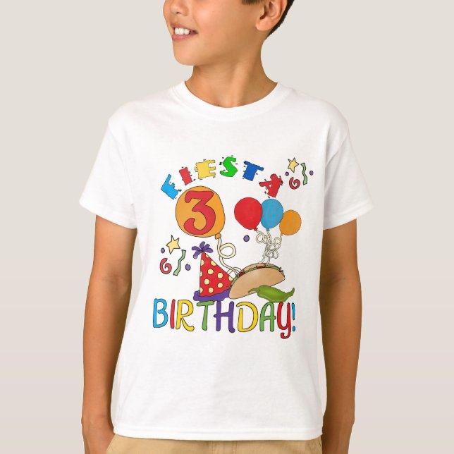 Fiesta 3. Geburtstag T - Shirt und Geschenke (Vorderseite)